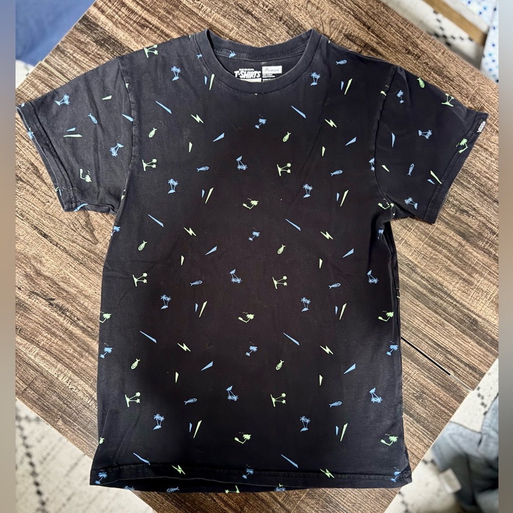 Volcom Men’s Small Graphic T-Shirt | Blue & Green Print | Casual Skate